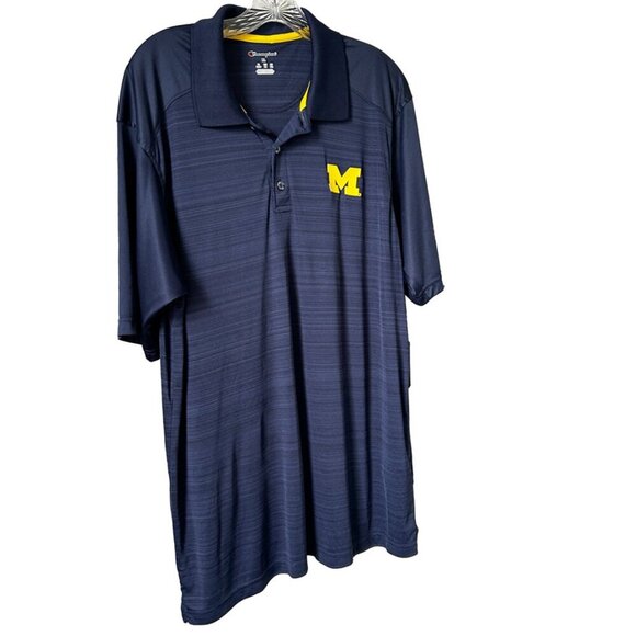 Michigan Wolverines Blue Men's Polo by Champion Size Extra Large Polyester - Picture 1 of 7
